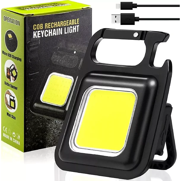 Linterna Llavero Led Cob 800 Lumens Gancho Iman Recargable